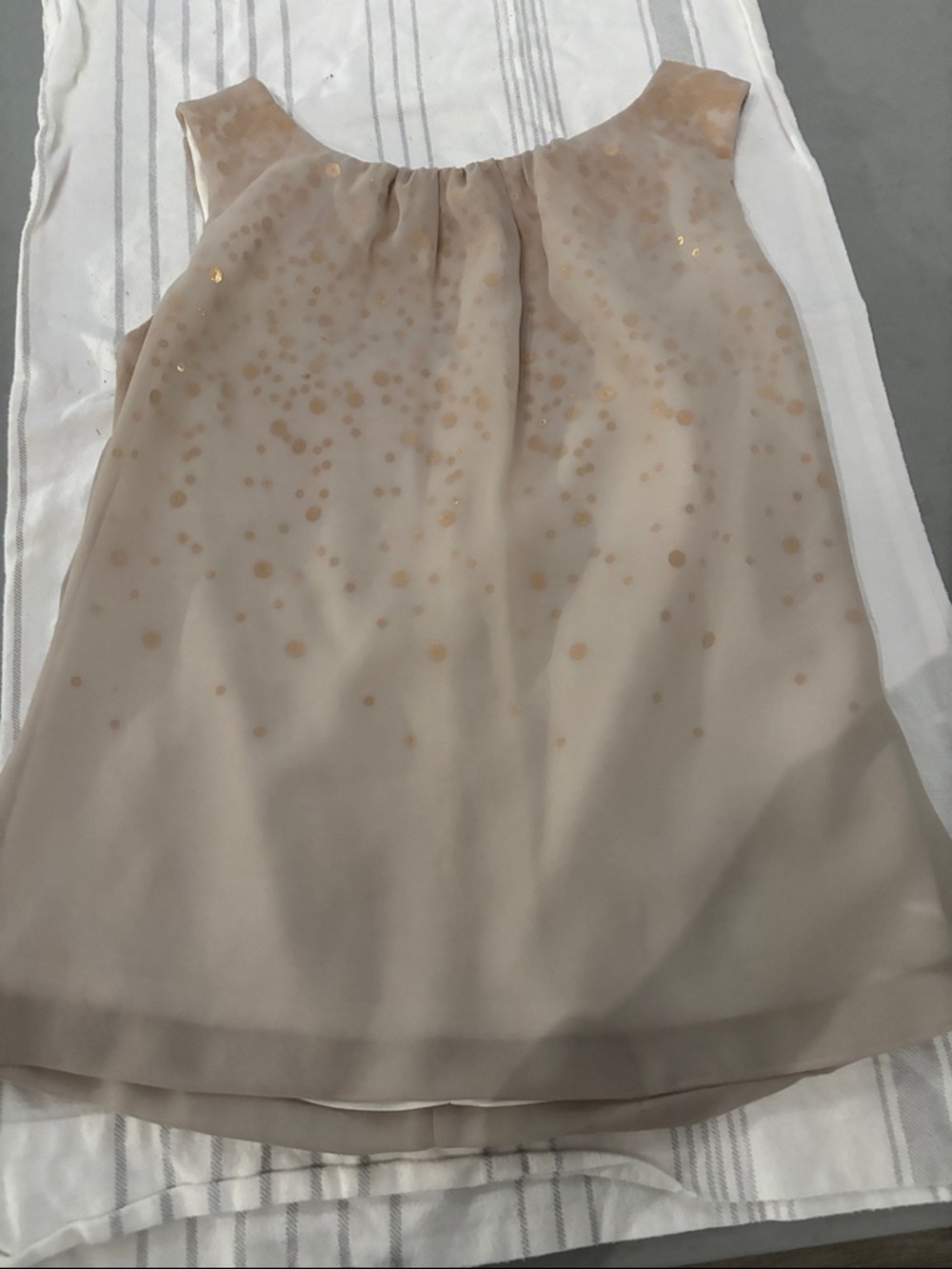 Calvin Klein Beige A-Line Skirt with Gold Dot Detail. Going out top.